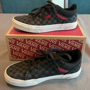 Kids VANS Seldan Checkerboard Black/Black Youth Med Width Sz 4 Kid